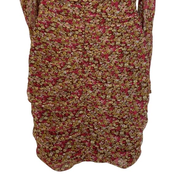 Bardot Revolve Ruched Ditsy Floral Mini Dress S Ditsy Floral - Picture 10 of 12